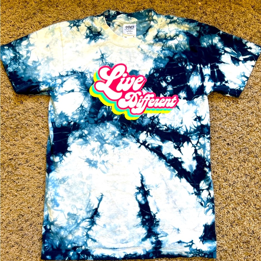 Tie Dye Blue/Light Blue Live Different Shankar Wear Streetwear Double Stitched T